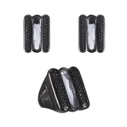 Conjunto Fane's Cristal Zircônia Metal Preto