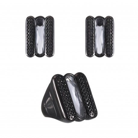 Conjunto Fane's Cristal Zircônia Metal Preto