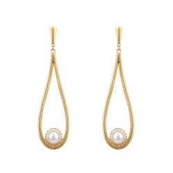 Brinco Class MC Gota Pérola Metal Dourado