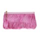 Bolsa Maria Chic Acessórios Carteira Couro Penas Naturais Rosa