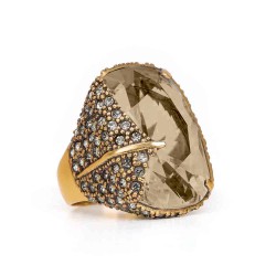 Anel Camila Klein Tucan Cristal Retangular Ouro Velho