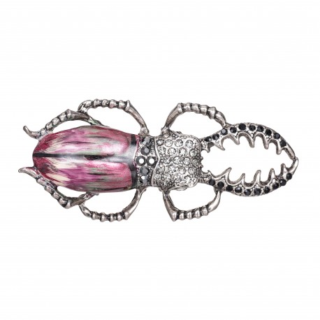 Broche S&B Acessórios Escaravelho Esmaltado Prata Vintage