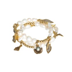 Pulseira Camila Klein Memories Kit Pérola Ouro Velho