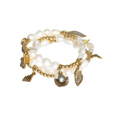 Pulseira Camila Klein Memories Kit Pérola Ouro Velho