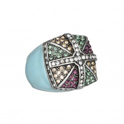 Anel Camila Klein Memories Esmaltado Prata Velho