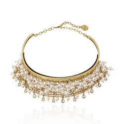 Colar Camila Klein Memories Choker Malha Metal Ouro Velho