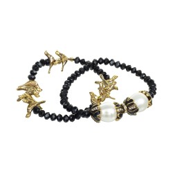 Pulseira Camila Klein Memories Pássaros Kit Onix Ouro Velho