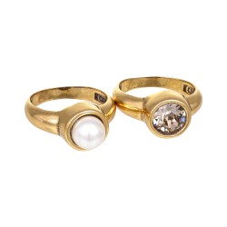 Anel Camila Klein Memories Kit Pérola Cristal Ouro Velho