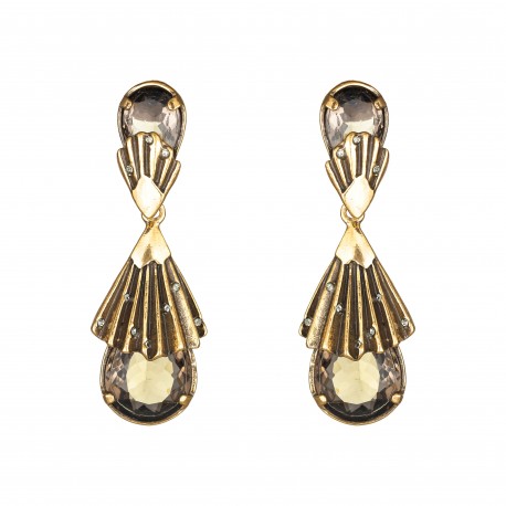 Brinco Claudia Arbex Bliss Cristais Gota Ouro Vintage