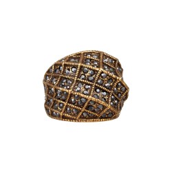 Anel Claudia Arbex Gene Cristais Ouro Vintage