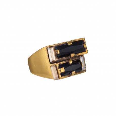 Anel Claudia Arbex Gene Cristais Ouro Vintage