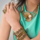 Pulseira Claudia Arbex Prodigy Folhas Cristais Ouro Vintage
