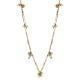 Colar Claudia Arbex Grace Longo Correntaria Flores Ouro Vintage