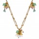 Colar Claudia Arbex Grace Longo Correntaria Flores Ouro Vintage