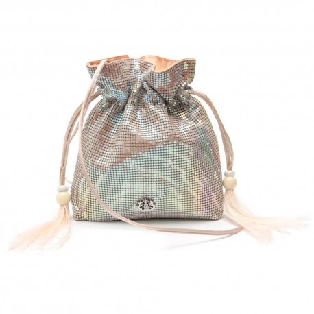 Bolsa Isla Bucket 20´S Malha Holográfica Prata