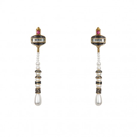 Brinco Camila Klein Helena Pérolas Modular 2 em 1 Ouro velho