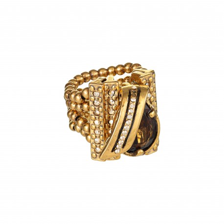 Anel Claudia Arbex Matrix Cristais Ouro Vintage