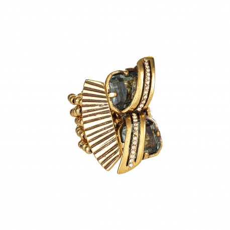 Anel Claudia Arbex Matrix Cristais Ouro Vintage