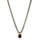 Colar Claudia Arbex Round Longo Pingente Grafite Ouro Vintage