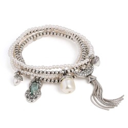 Pulseira Camila Klein Memories Kit Pérolas Prata Velho