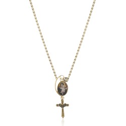 Colar Monica Di Creddo Divinus Santa Maria Crucifixo Ouro Vintage