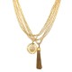 Colar Monica Di Creddo Vedette Medalha Franjas Ouro Vintage