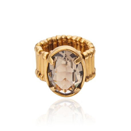 Anel Camila Klein Riviera Cristal Ouro Velho