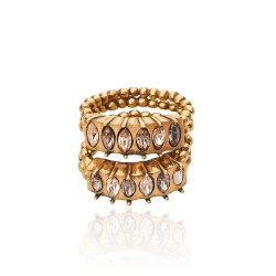 Anel Camila Klein Riviera Kit Cristais Ouro Velho