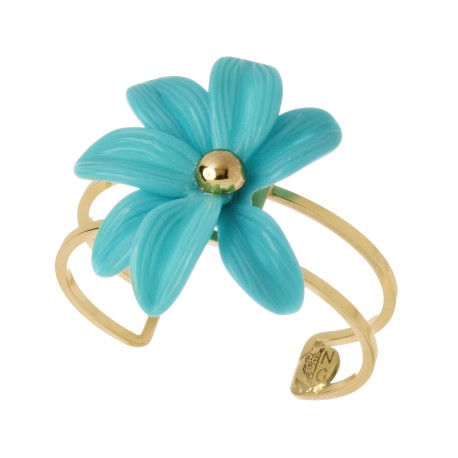 Bracelete Nádia Gimenes Flor Wild Resina Ouro Vintage