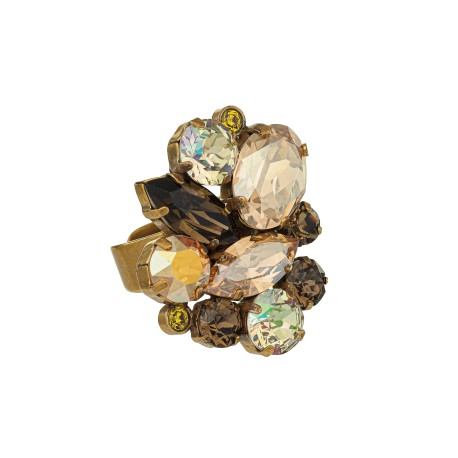 Anel Korpusnu Solis Aro Cristais Ouro Vintage