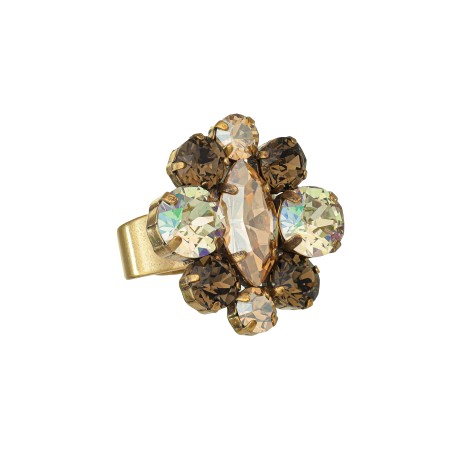 Anel Korpusnu Solis Aro Cristais Ouro Vintage