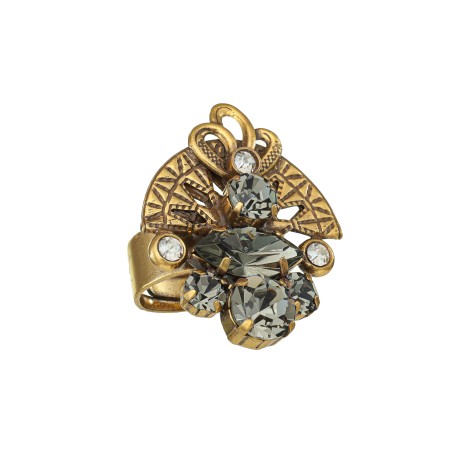 Anel Korpusnu Capri Aro Cristais Ouro Vintage