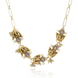 Colar Claudia Arbex Muguet Choker Pérolas Ouro Vintage
