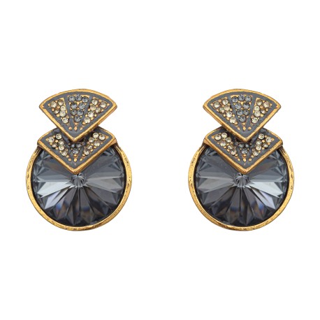 Brinco Claudia Arbex Indiana Cristais Ouro Vintage