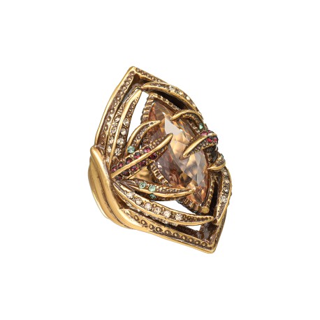 Anel Claudia Arbex Indiana Cristal Navete Ouro Vintage