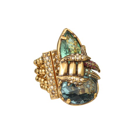 Anel Claudia Arbex Indiana Cristais Ouro Vintage