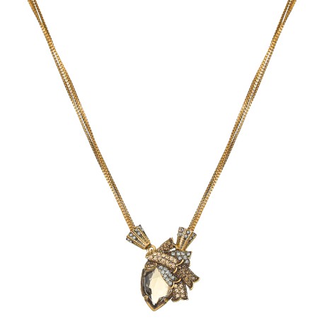 Colar Claudia Arbex Indiana Pingente Cristais Ouro Vintage