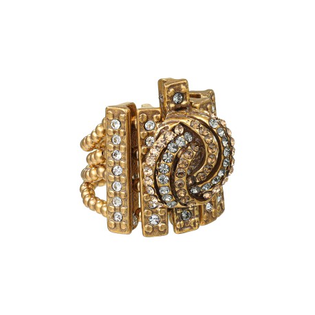 Anel Claudia Arbex Indiana Cristais Ouro Vintage