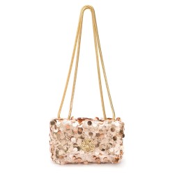Bolsa Isla Clutch Kelly Paetês Rose Dourada
