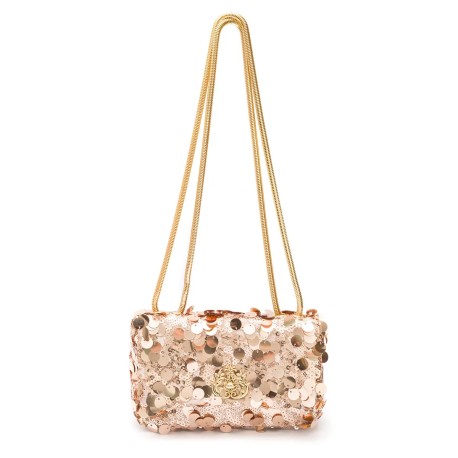 Bolsa Isla Clutch Kelly Paetês Rose Dourada