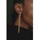Brinco Claudia Arbex Bambu Longo Franjas Ouro Vintage