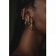 Brinco Claudia Arbex Bambu Argola Cristais Ouro Vintage