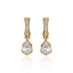 Brinco Claudia Arbex Bambu Pingente Ouro Vintage