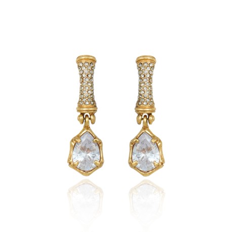 Brinco Claudia Arbex Bambu Pingente Ouro Vintage