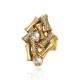 Anel Claudia Arbex Bambu Cristais Ouro Vintage