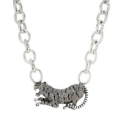Colar Nádia Gimenes Phoenix Leopardo Esmaltado Prata