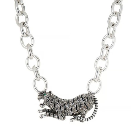 Colar Nádia Gimenes Phoenix Leopardo Esmaltado Prata