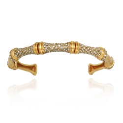 Pulseira Claudia Arbex Bambu Bracelete Ouro Vintage