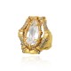 Anel Claudia Arbex Bambu Cristais Ouro Vintage