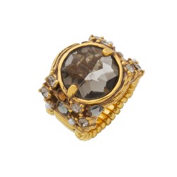 Anel Estela Geromini Hanami Design Cristais Ouro